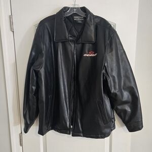 Steve & Barry's Chevrolet Jacket Men's Large Black Faux Leather Quilted Lined